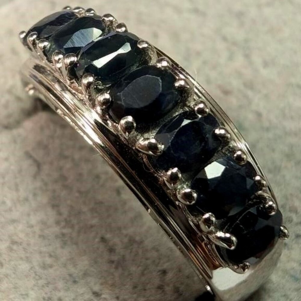 Silver Sapphire 1.4Ct Ring  Size 7